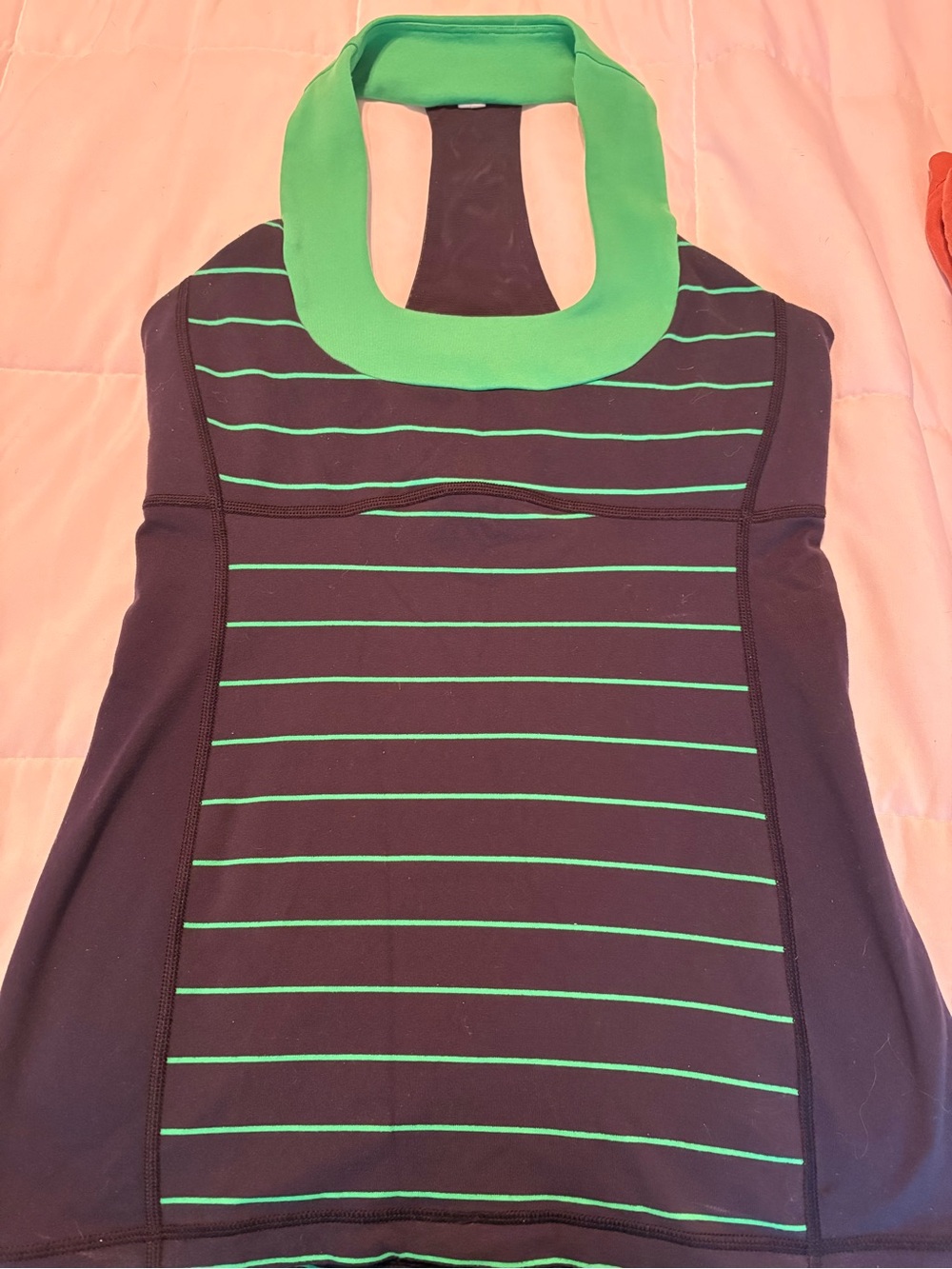Women’s LuluLemon Racerback Scoop neck Black & Green Striped Halter